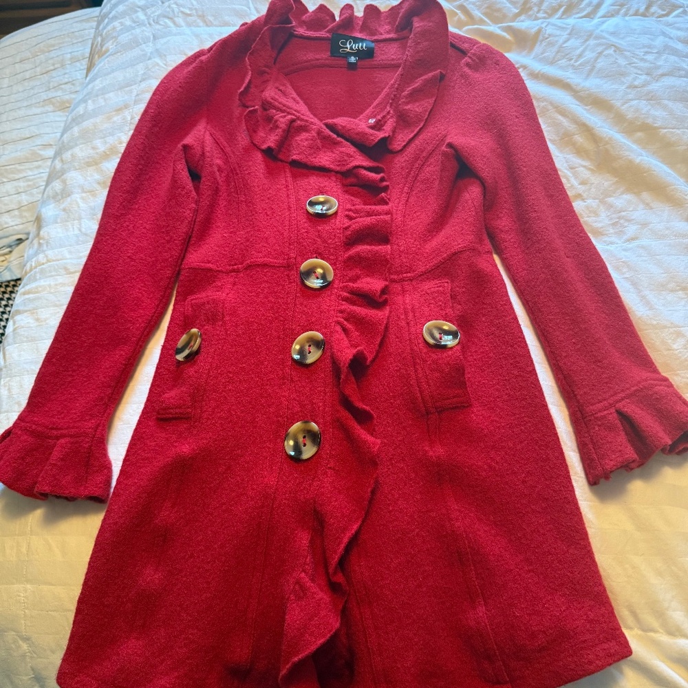 Luii Red Ruffled Coat
